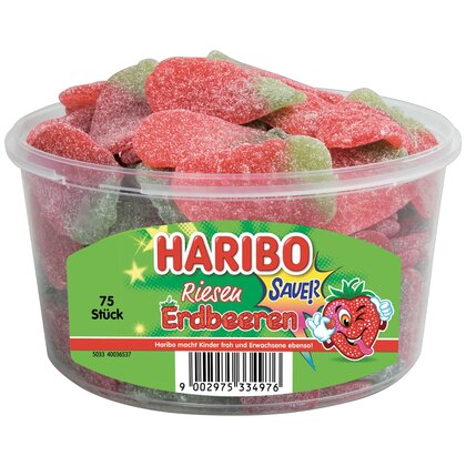 Haribo Saure Riesen Erdbeeren Dose 75er